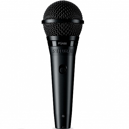 Фото shure pga58bts кардиоидный вокальный микрофон c выключателем и микрофонной стойкой